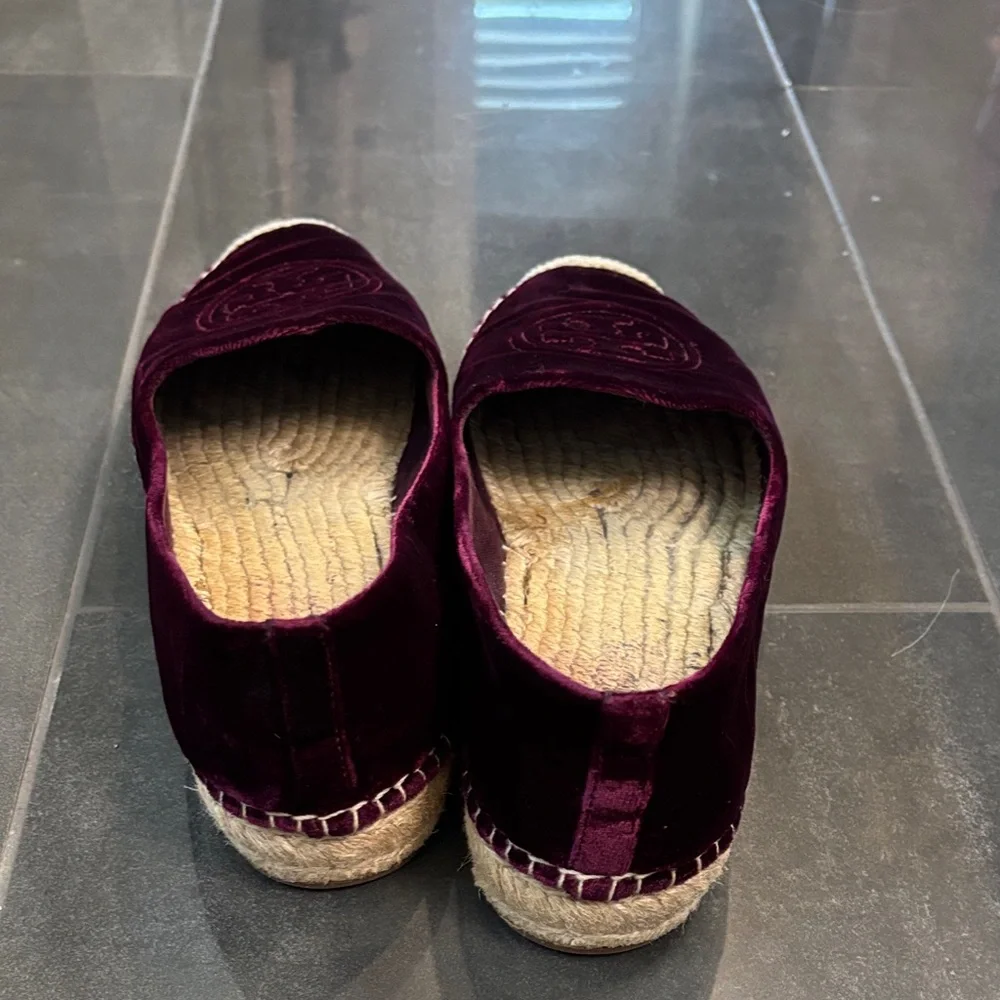 Tory Burch Velvet Espadrilles in Deep Purple